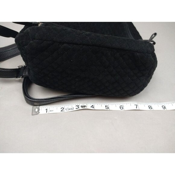 Vera Bradley Solid Black Mini Small Backpack Micro Quilted Foxes - Picture 11 of 12